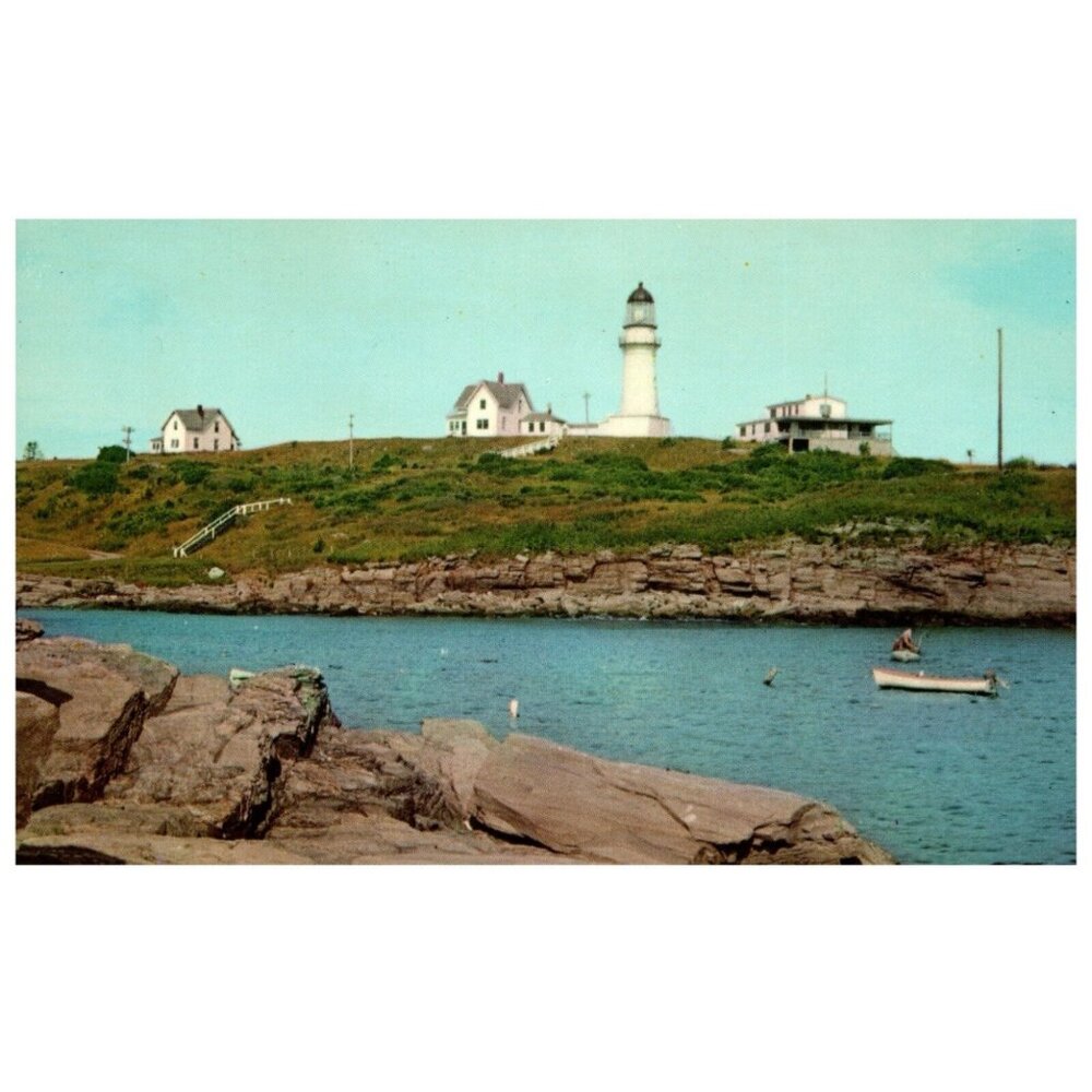 Postcard Two Lights Lighthouse & Cape Elizabeth Coast Guard Station Maine